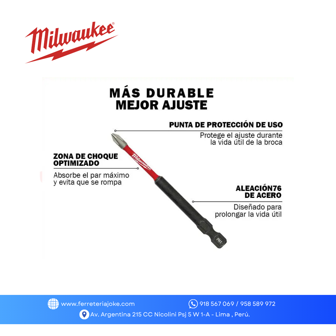 JUEGO PUNTAS PH2 X 3 1/2" 5 PZS 48-32-4564 MILWAUKEE