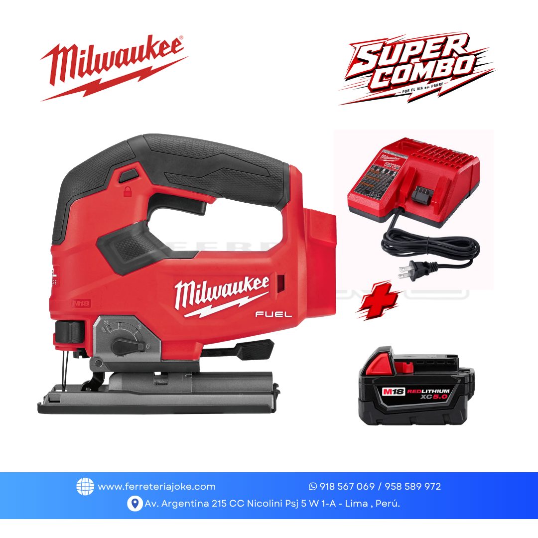 SIERRA CALADORA M18 FUEL D-HANDLE™ 2737-20+ BATERÍA M18 REDLITHIUM XC5.0 + CARGADOR MILWAUKEE