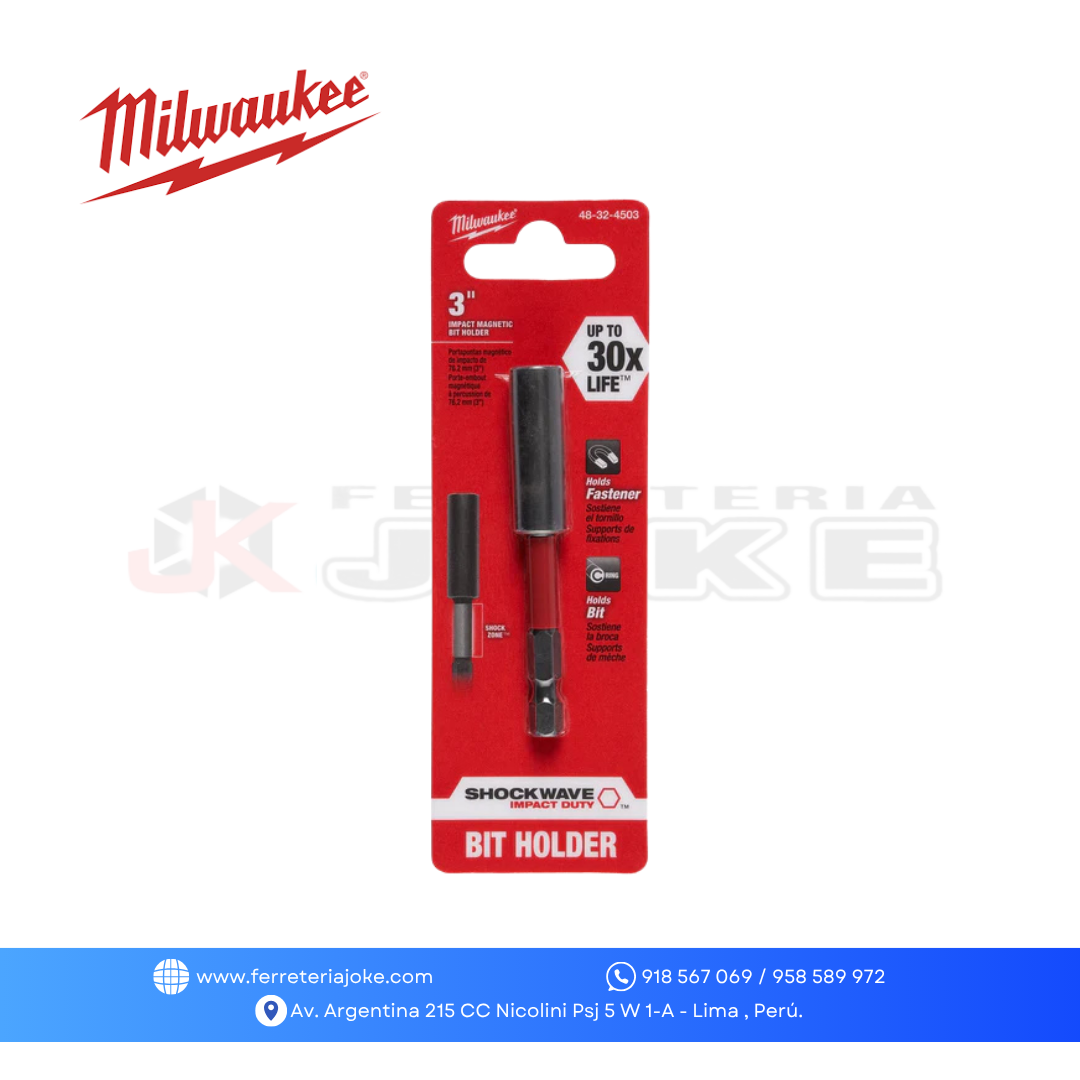 ADAPTADOR PORTA PUNTERA 3" SHOCKWAVE 48-32-4504 MILWAUKEE