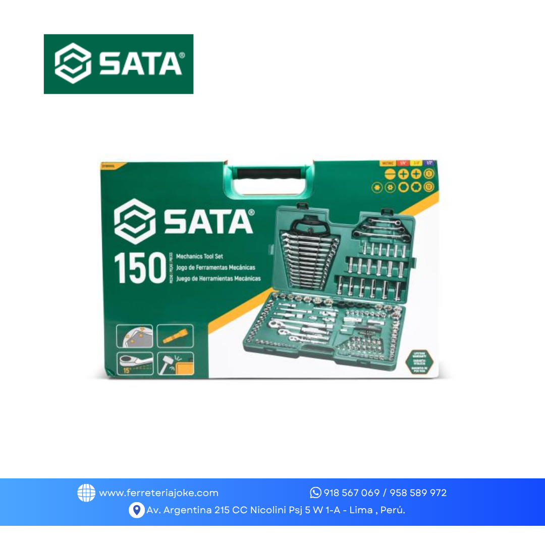 JUEGO DE HERRAMIENTAS 150 PZS ENC 1/4" - 3/8" - 1/2" ST09510L SATA