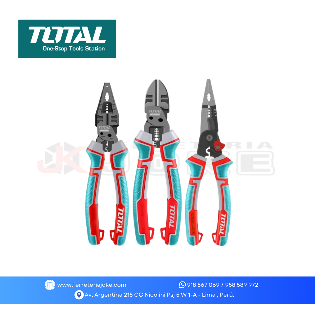 SET DE ALICATES 3PCS CR-V 200MM(8”) INDUSTRIAL THT2MK231 TOTAL