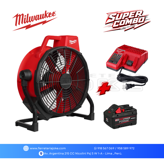 VENTILADOR M18 FUEL DE 18" 0821-20 + BATERÍA M18 REDLITHIUM FORGE XC8.0 + CARGADOR™ MILWAUKEE