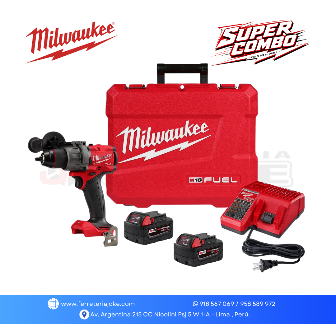 KIT DE TALADRO PERCUTOR/ATORNILLADOR™ M18 FUEL DE 1/2"™
2904-22 MILWAUKEE