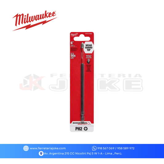 JUEGO PUNTAS PH2 X 6" 1 PZS  48-32-4802 MILWAUKEE
