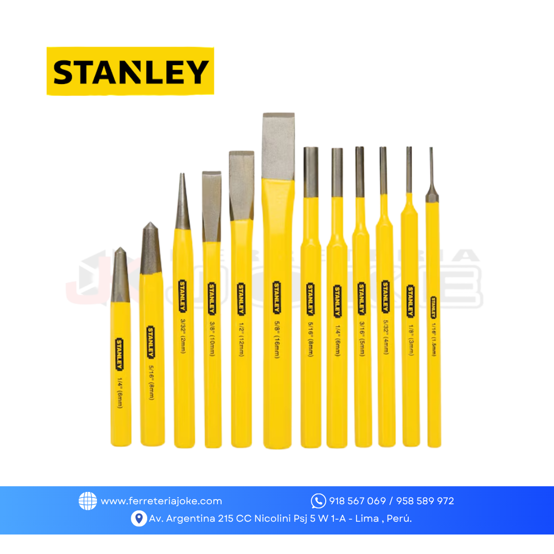 JUEGO CINCELES Y BOTADORES 12 PZS 16-299 STANLEY
