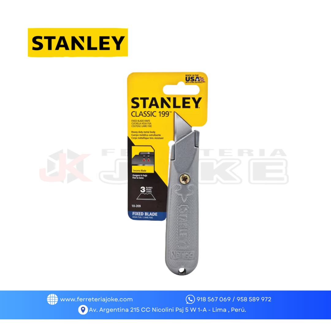CUCHILLA RETRACTIL CLASICA 199 - HOJA FIJA 10-209 STANLEY