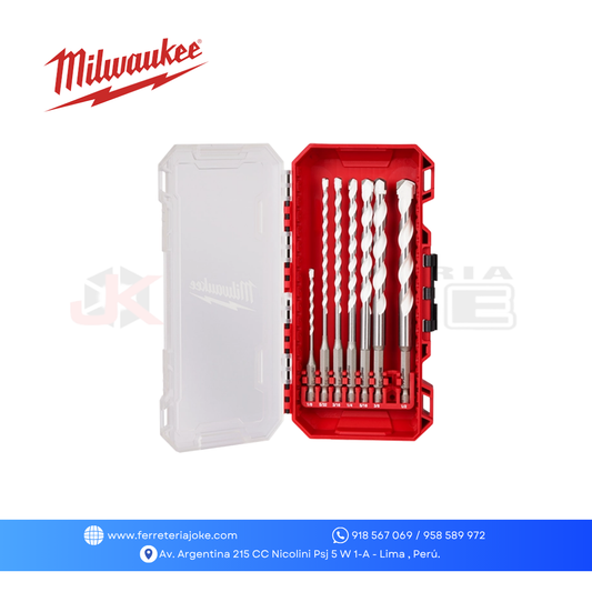 KIT BROCA DE CARBURO MULTIMATERIAL SHOCKWAVE IMPACT DUTY 7 PZS 48-20-8899 MILWAUKEE