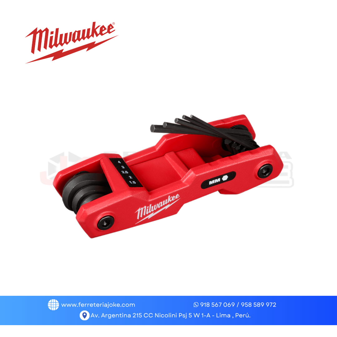 JUEGO DE LLAVES HEXAGONALES PLEGABLES DE 8 LLAVES MILIMETRICAS 48222182 MILWAUKEE