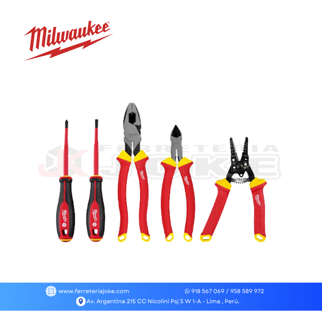 JUEGO DE 5 HERRAMIENTAS MANUALES AISLADAS DE 1000 V 48222215 MILWAUKEE