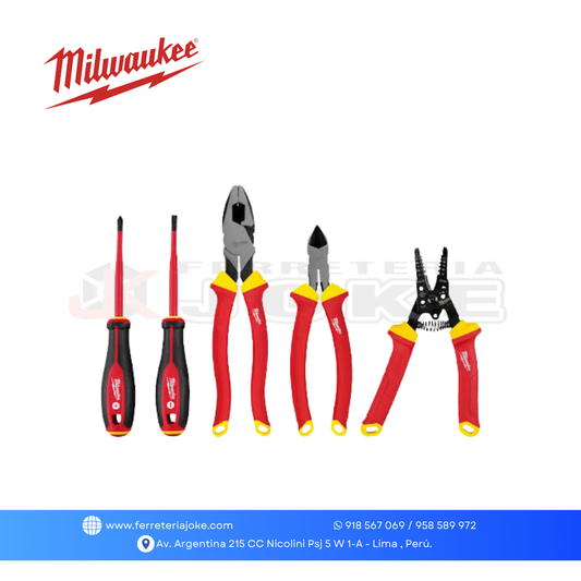 JUEGO DE 5 HERRAMIENTAS MANUALES AISLADAS DE 1000 V 48222215 MILWAUKEE