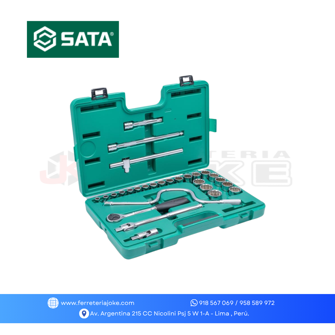 JUEGO DE DADOS POLIGONALES ENC 1/2" 28 PZS ST09090SJ SATA